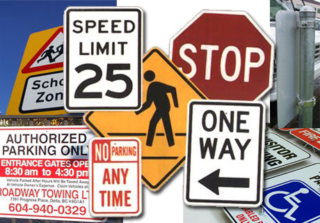 Traffic signs warns about dangerous road conditions and regulate parking and road traffic situations.